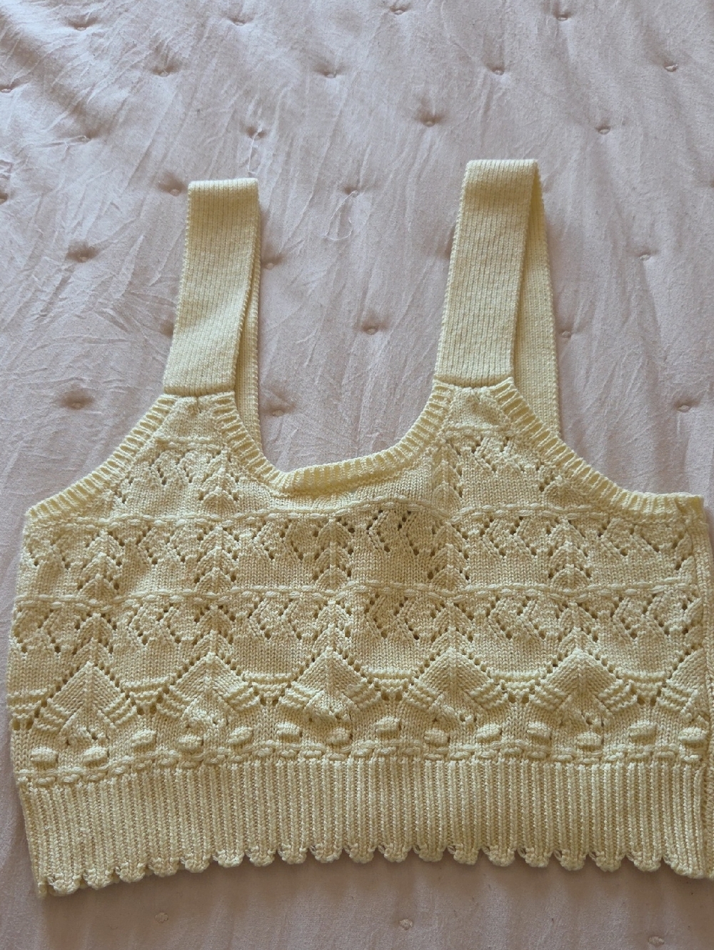 Light Yellow Knit Openwork Tank Top